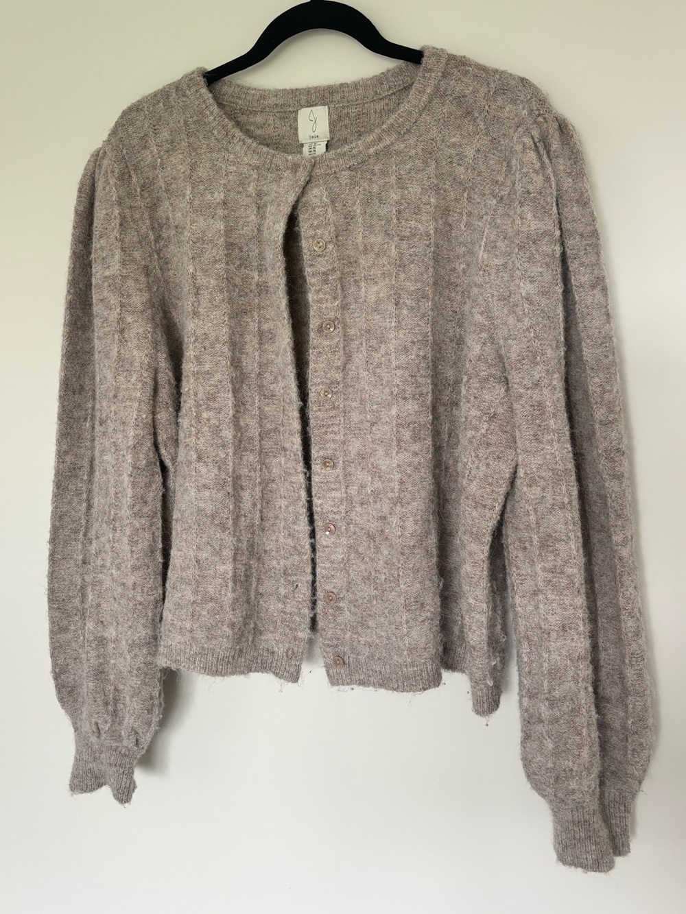 Joie Taupe Wool Blend Button-Front Cardigan - Women’s XL